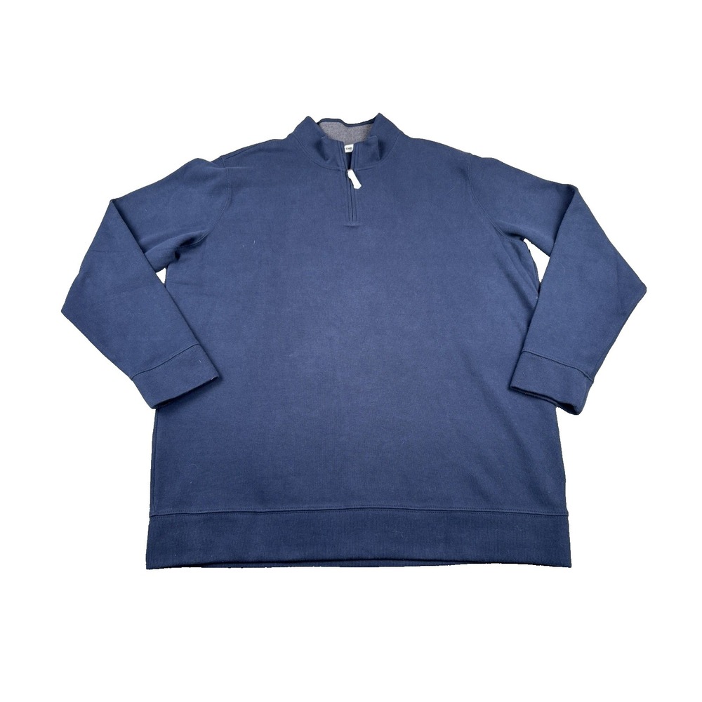 Lands' End Men's Bedford Rib Quarter Zip Pullover Sweater Light Blue XXL Tall